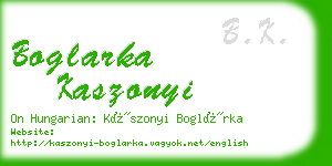 boglarka kaszonyi business card